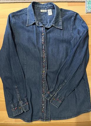 Рубашка джинсовая с вышивкой1 фото