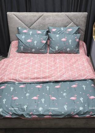 Комплект постільної білизни бязь-люкс, фламінго рожевий2 фото