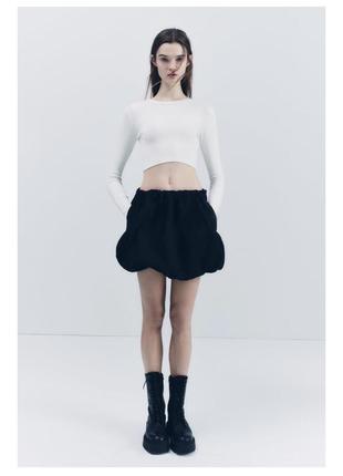 Юбка баллон короткая черная zara