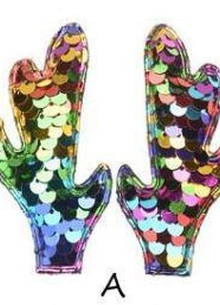 Рожки-пайетка 3,5*7 см, цвет- радуга микс, 1 пара, ассорти