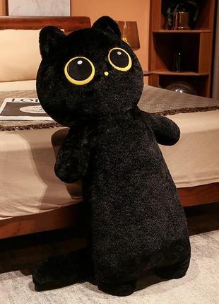 М‘яка іграшка-подушка кіт чорний лупастик 40 см1 фото