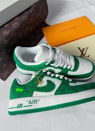 Премиум🔥 женские кроссовки nike air force 1 low x louis vuitton / аир форс лоу луи витон / коллаборация найк зеленые1 фото