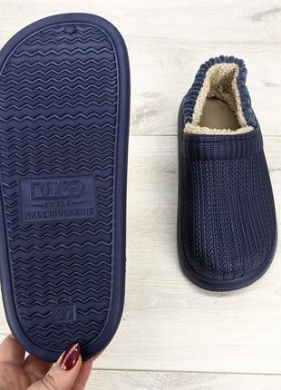 Галоши без задника сабо на меху женские dago style темно-синие
