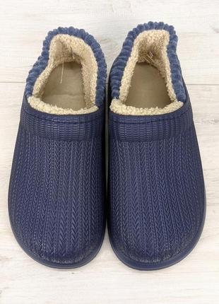 Галоши без задника сабо на меху женские dago style темно-синие