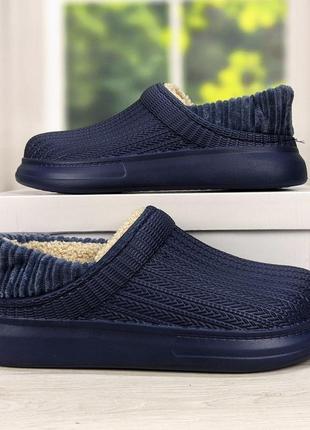 Галоши без задника сабо на меху женские dago style темно-синие