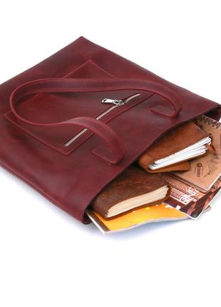 Винтажная женская сумка-шоппер shvigel 16350 бордовый5 фото