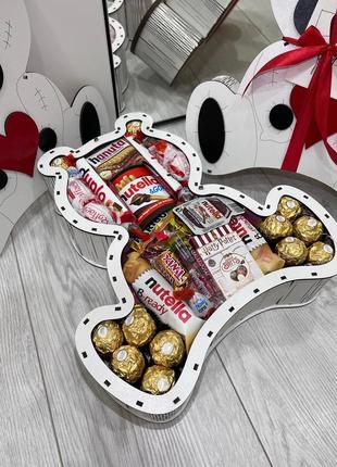 Сладкий подарок на праздник, 14 февраля. бокс с конфетами, вкусный мишка8 фото