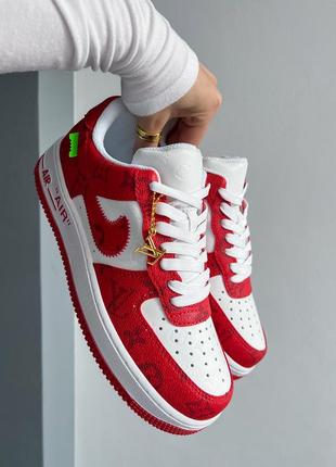 Премиум🔥 женские кроссовки nike air force 1 low x louis vuitton / аир форс лоу луи витон / коллаборация найк красные5 фото