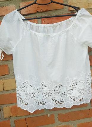 Шикарна блуза біла ажур,кружево,льон3 фото
