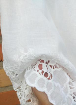 Шикарна блуза біла ажур,кружево,льон4 фото