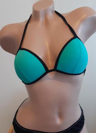 Верх купальника бирюзовогоцвета,  пуш-ап,  размер s