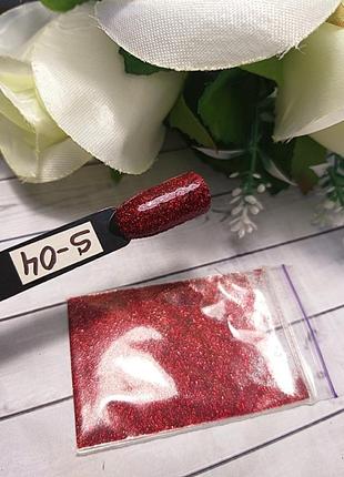 04с гліттер червоний голографічний, пісочок для дизайну нігтів4 фото