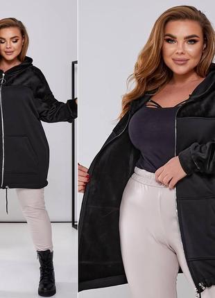 Базовый худи черного цвета в стиле «oversize» со спущенными рукавами, с капюшоном и на молнии. 
размеры: 48-50, 52-54, 56-60