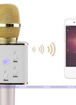 Bluetooth мікрофон для караоке q7 блютуз мікро + чохол чорний5 фото