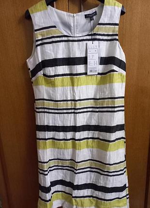 Льняное белое  платье brandtex collection в полоску кэжуал новое