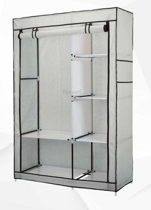 Тканинна шафа складана storage wardrobe km-105 на 2 секції (106х45х170 см), органайзер для одягу3 фото