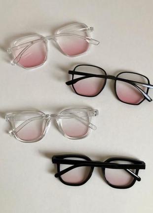 Очки окуляри в стиле ретро, нулёвки розовые рожеві барбі барби квадратные имиджевые нулёвки с градиентом розовые черные4 фото