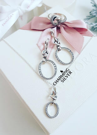 Серебряное колье pandora арт: 398078cz-60 пандора