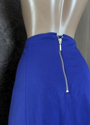 Костюм жакет с юбкой трендового цвета электрик4 фото