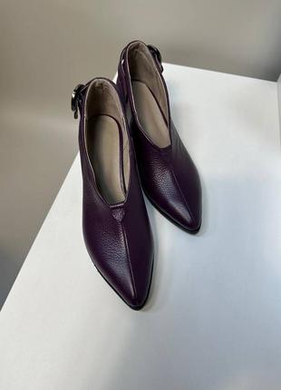Сливовые фиолетовые ботильоны туфли из натуральной кожи флотар