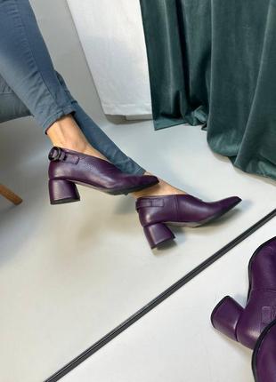 Сливовые фиолетовые ботильоны туфли из натуральной кожи флотар