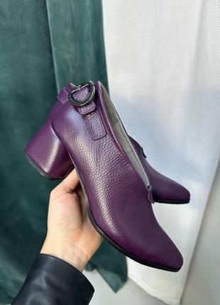 Сливовые фиолетовые ботильоны туфли из натуральной кожи флотар