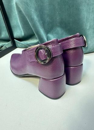 Сливовые фиолетовые ботильоны туфли из натуральной кожи флотар