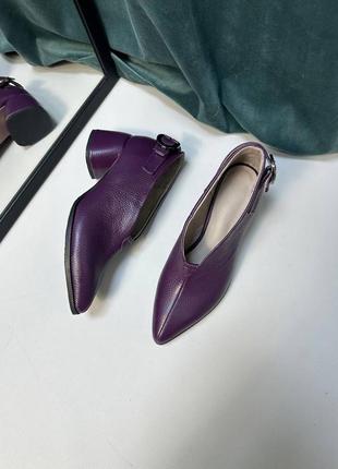 Сливовые фиолетовые ботильоны туфли из натуральной кожи флотар