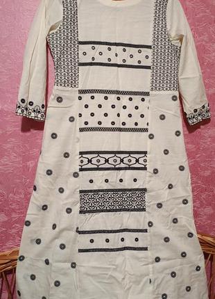 Платье свободного кроя с вышивкой, национальное наряды р 44