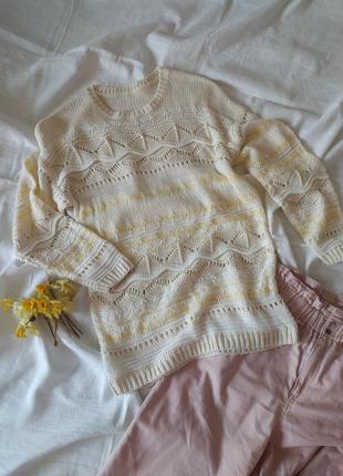 Удлиненный свитер кофта с ажурным узором