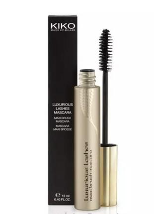 Туш для обʼєму і довжини kiko milano luxurious lashes maxi brush mascara1 фото