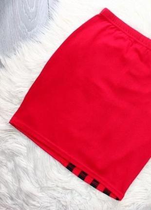 Стильная короткая красная мини юбка в полоску с, 442 фото