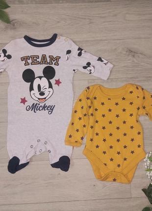 Человечек+ бодик на 0-3мес.