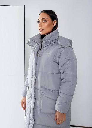Жіноче пальто з капюшоном 0/53мр/и 054 куртка довга зима (48-50, 50-52 розміри )10 фото
