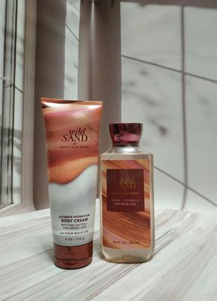 Подарунковий набір гель для душу та крем для тіла wild sand bath and body works оригінал