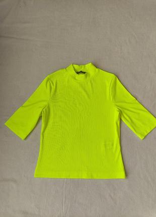 Кофта, футболка гольф рубчик. жовтий кислотний колір. чудова кофтинка.