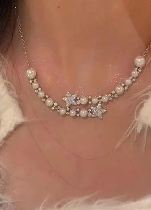 Модное жемчужное ожерелье с пятиконечной звездой для женщин