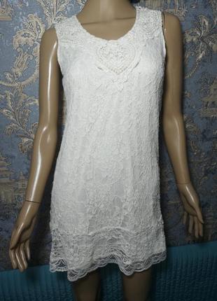 Be beau белое платье крудевное р. 8/36
