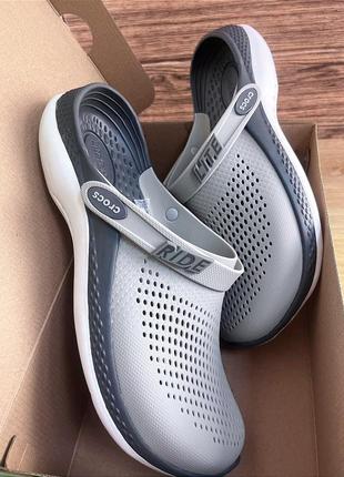 Мужские кроксы crocs literide 360 light grey/slate grey cерые