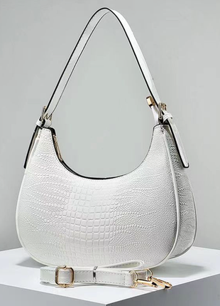 Жіноча лакова сумка слінг, бананка сумка для дівчини, міні сумка багет під рептилію женская сумка крокодил (1509)