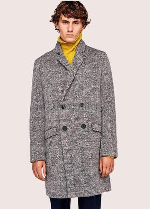 Zara мужское двубортное пальто в клетку