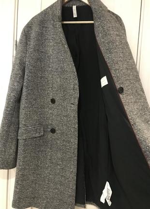 Zara мужское двубортное пальто в клетку5 фото