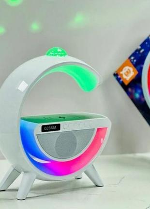 Настольная смарт лампа, ночник g 2388 rgb/ bluetooth колонкой с беспроводной зарядкой3 фото