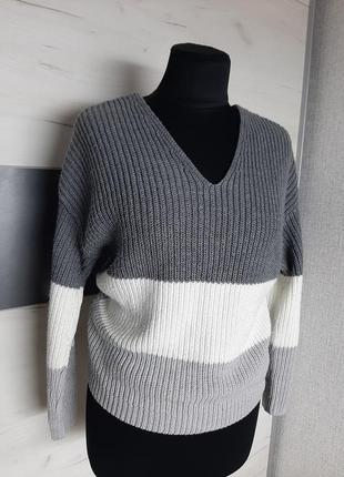 Вязаный свитер които свитшот серый джемпер с красивой спинкой new look размер s-m4 фото