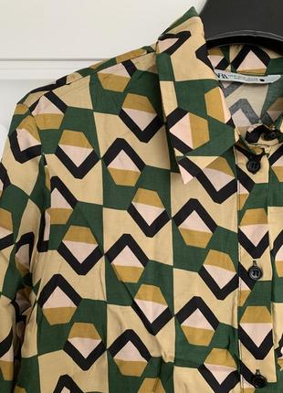 Zara блузка блуза геометрический принт на пуговицах6 фото