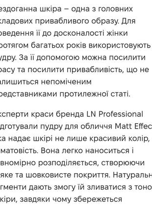 Ln matt effect powder  матуюча пудра2 фото