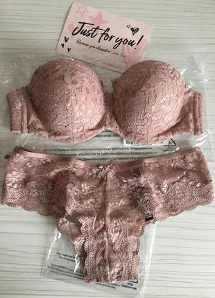 Комплект нижнего белья victoria’s secret 34b (75b), трусики s. белье виктория сикрет