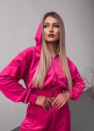 Велюровий костюм двійка з капюшоном