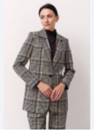 Стильный серый тёплый пиджак в клетку , в полоску размер м в стиле zara жакет блейзер5 фото