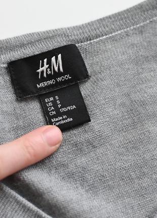 Шерстяной джемпер h&m. серый свитер из 100% шерсть мериноса базовый5 фото